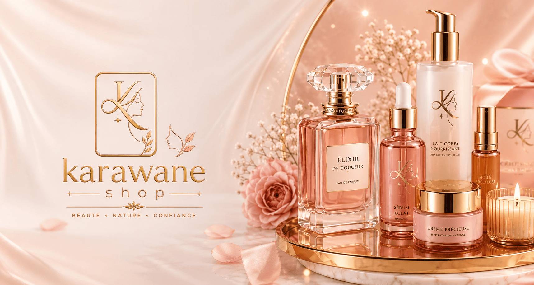 Composition luxueuse de produits cosmétiques Karawane Shop